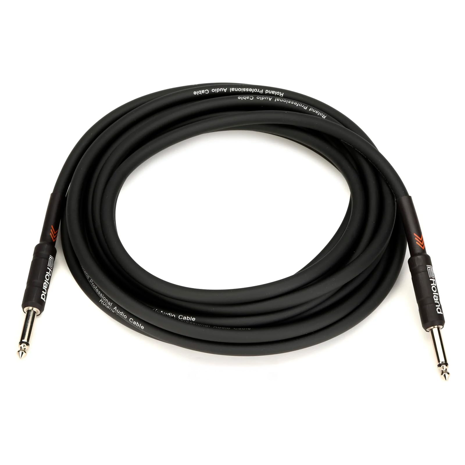 ROLAND Black Series Instrument Cable, Straight/Straight 1/4" Jack - Ric-B20, Lenght: 20Ft / 6M