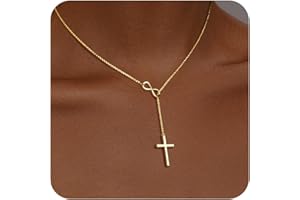 Poxtex Infinity Cross Necklace for Women, Dainty Cross Pendant Necklae, Non Tarnish & Waterproof Necklace, Simple Choker Minimalist Jewelry, Faith Cross Gifts