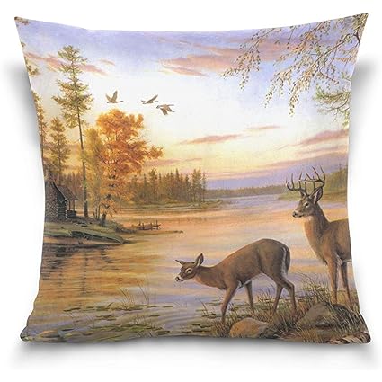 Amazon Com Staroind Peaceful Log Cabin Deer Flying Bird Pattern