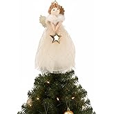 Housoutil Christmas Angel Tree Topper, Christmas Tree Topper, Standing Angel Treetop for Xmas Winter Ornament Holiday Supplies Party Favors Home