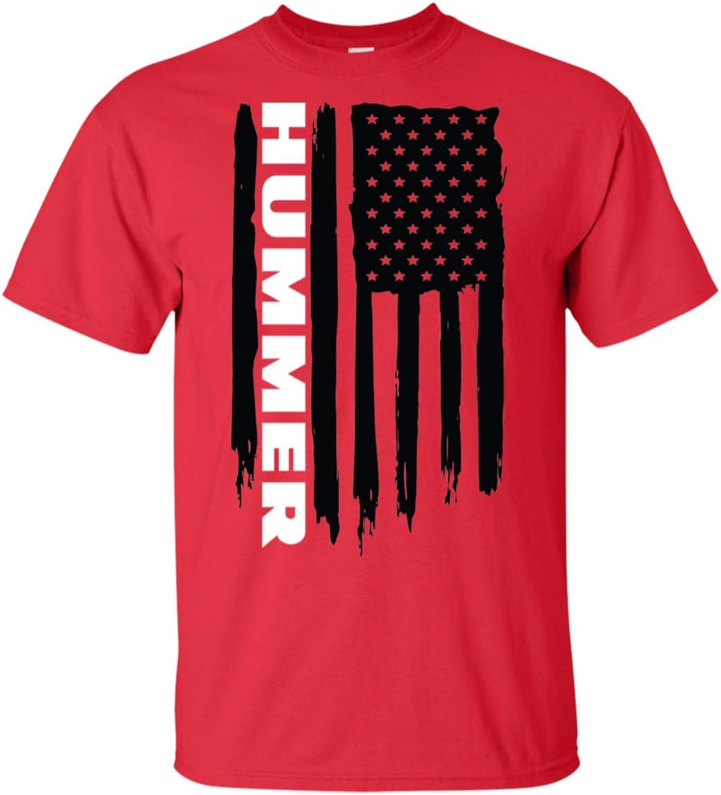 WheelSpinAddict Men's Hummer H1 H2 H3 USA Flag T-Shirt