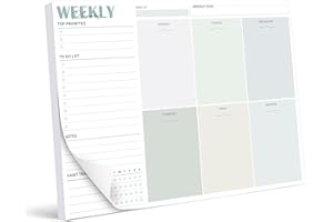 Biroyal Weekly Planner Pad A4 without Fixed Date (50 pages), Desk Pad with To Do List, Weekly Calendar Weekly Planner with Weekly Overview&Habit Tracker for Appointments, Tasks&Notes (Green)