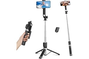 Sensyne Selfie Stick for Phone, Extendable Travel Tripod with Detachable Remote for Photography, Selfies, Compatible with All Cell Phones, Black