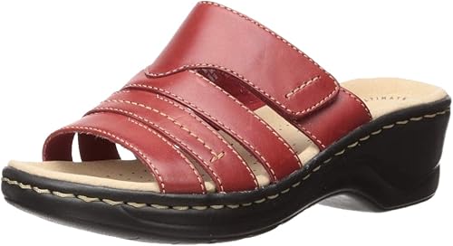 clarks red leather sandals