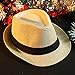 FALETO Unisex Summer Panama Straw Fedora Hat Short Brim Beach Sun Cap Classic (#01 Beige)
