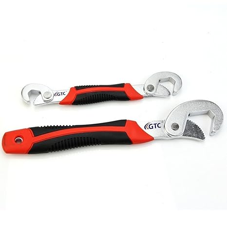 GTC SnapN Grip Auto Adjustable Multi-Purpose Universal Tool Snap N Grip-Double Sided Combination Wrench Set - (Black And Red) -Pack of 2
