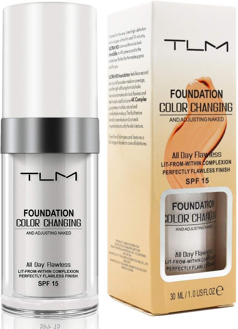 2 PCS TLM Concealer Cover 30ML, Flawless Colour Changing Foundation Makeup Base Nude Face Liquid Cover Concealer by alkcam