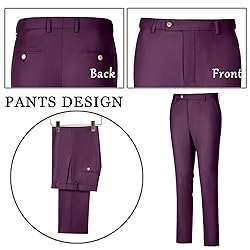 Aowdoy Men's Suits 3 Piece Slim Fit Tuxedo Suit One