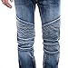 MAGE MALE Men'/s Ripped Biker Jeans Slim Fit Straight Destroyed Trousers With Zipper Deck Blue 28 W