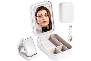 BS-MALL Travel Cosmetic Mirror Case LED Makeup Mirror Storage Case for Eyelash station Brushes Cosmetic Tools Pink On-the-go Makeup Needs (White)