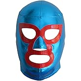 Deportes Martinez Adult Lucha Libre Wrestling Mask – Nacho Libre Style Microfiber Mask, Adjustable Pro-Fit, Blue & Red – Mexican Luchador Costume Mask for Cosplay, Halloween & Parties