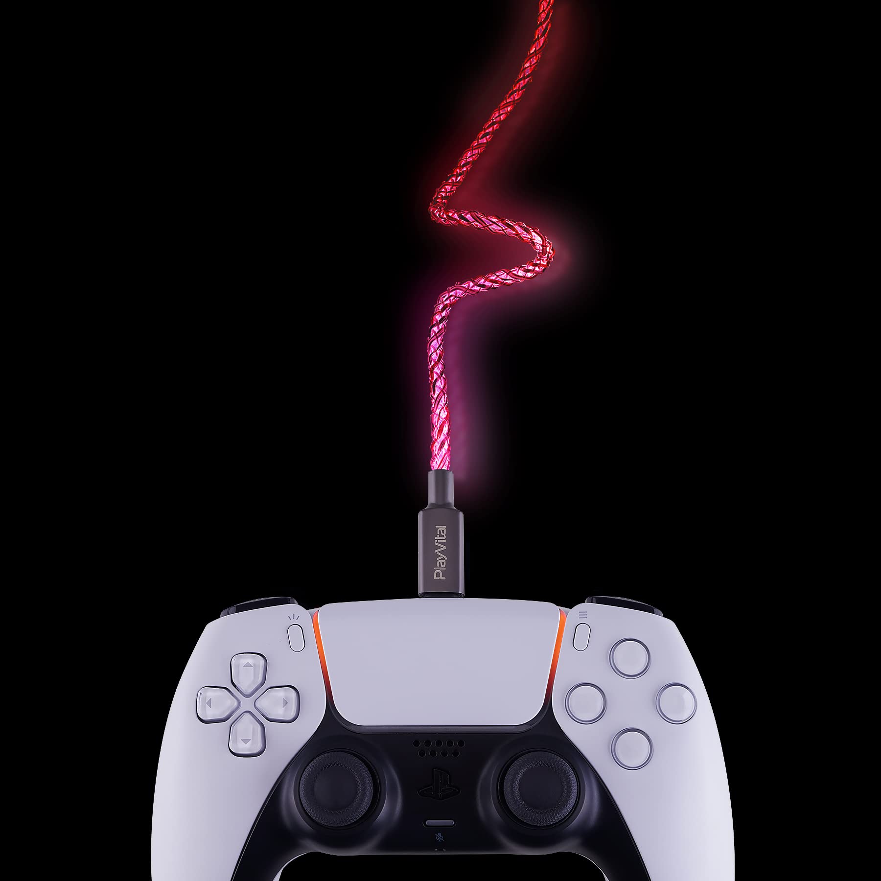 playvital 3.28FT Illuminated Charging Cable for ps5 Controller, USB Type C Charging Cord for Gamepad, Universal LED Light Up Data Cord for Xbox Core/Elite Series 2 / Switch Pro Controller