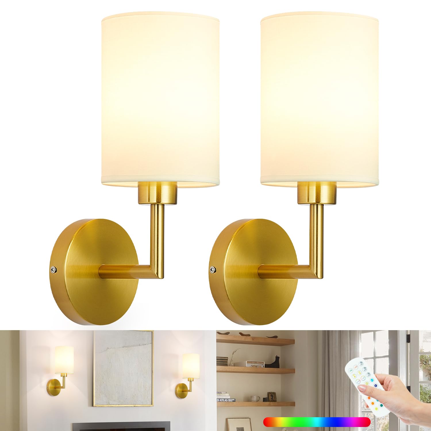 Photo 1 of **********MISSING PARTS*******
Woderdeng Battery Operated Wall Sconce Set of Two,Dimmable Cordless Wall Sconces,12 Colors Rechargeable Wall Lights,Wall Lamps for Bedroom,Living Room (Bronze)