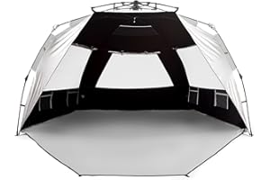 Easthills Outdoors Instant Shader Silver Shelter XL Beach Tent 99" Wide for 4-6 Person UPF 50+ Sun Shelter - Heat Reflective and Light Blocking