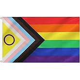 syloid New Intersex Progress Pride LGBTQ Flag 3x5 Outdoor- Vivid Color Inlcusive Progressive Gay Pride LGBT Bisexual Lesbian Transgender Flags Banner with 2 Brass Grommets