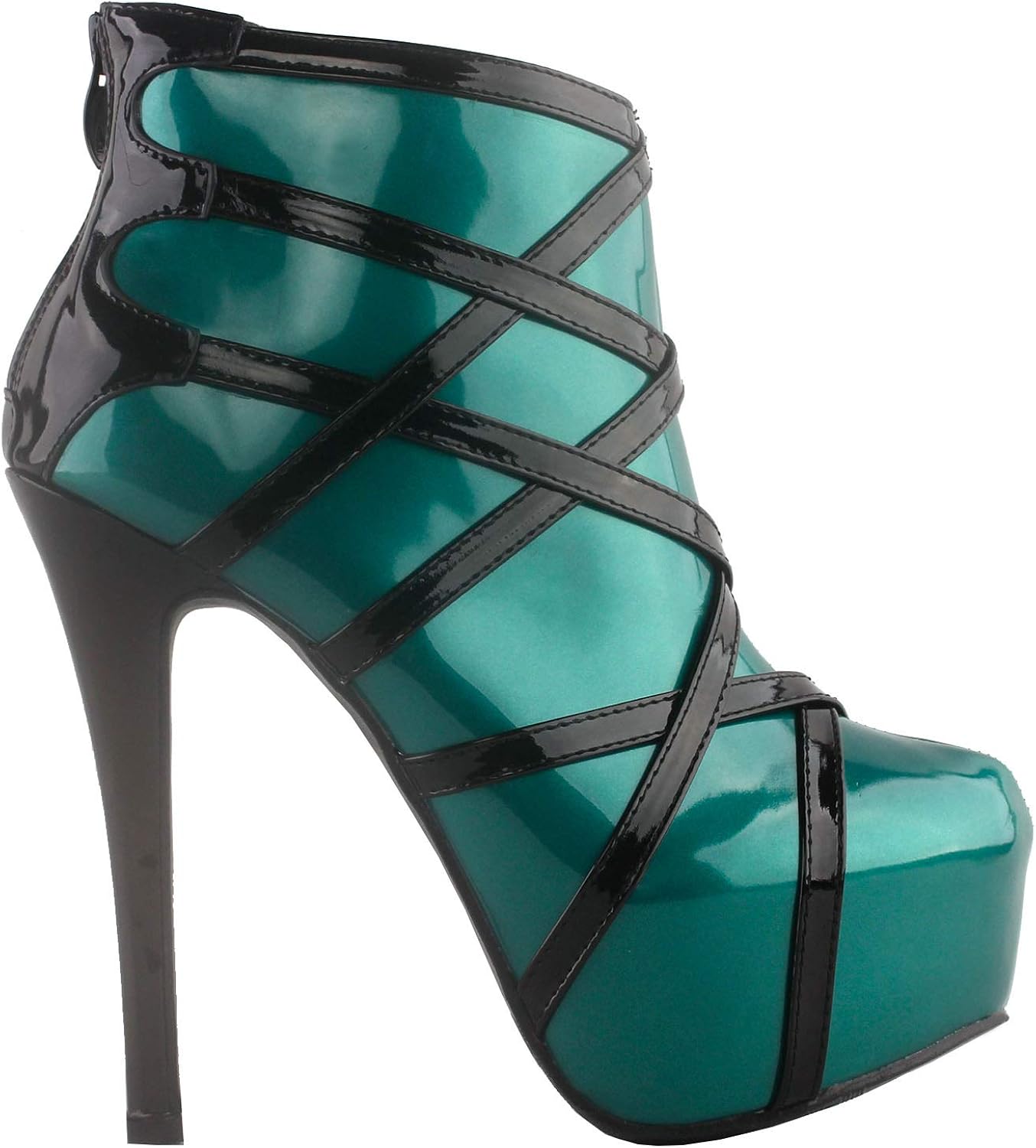 black strappy platform heels