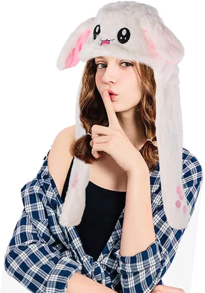 Katkuca Funny Bunny Hat Rabbit Ear Moving Jumping Plush Hat