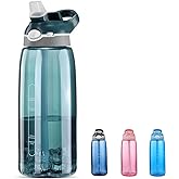DEARART 32oz Dark Cyan Water Bottles With Narrow Straw, BPA FREE and Hidden Cup Mouth, Summer Clear Bottle With Handle, Suit Office Sports Work Gym Yoga Traveling etc.