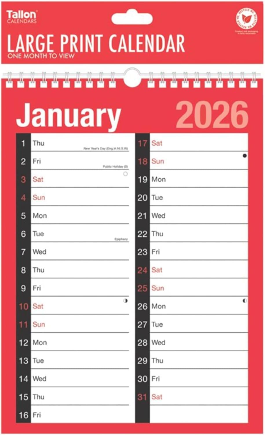 2026 Calendar & Planner – A4 Extra-Wide, 2-Column Month-to-View Layout, Perfect for Home, Office, and School