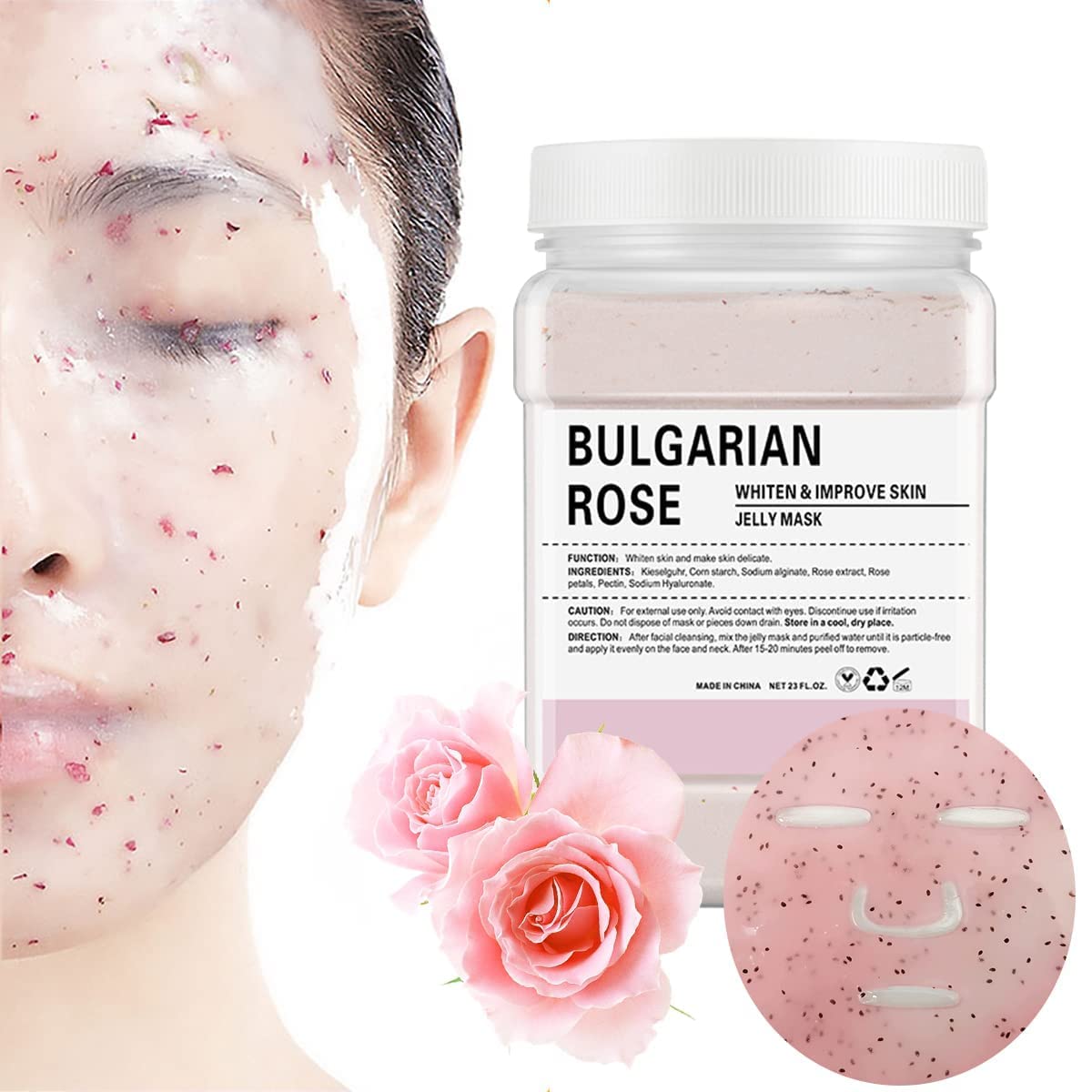 POZTL Jelly Mask Powder for Facials, Natural Rose Petals Jelly Face Mask, Professional Peel Off Hydro Face Mask Powder Leaves Skin Soft Moisturized and Revitalized,DIY SPA, 23 FlOz