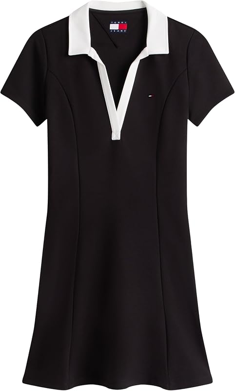 Damen Tjw Contrast Vpolo Fit&Flare EXT Dw0dw17937 Polokleid, Black (Black), L EU