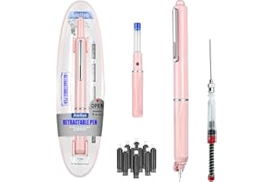 Aiallyo Clictek Fountain Pen Set,Retractable Fountain Pen, Extra Fine Nib Black Ink Pen includes 10 ink cartridges and ink syringes Slim pen body Smooth Writing Sketch Diary Calligraphy Gift(Pink)