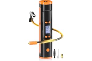 OFISPEED Tire Inflator Portable Air Compressor, Bike Pump, 150PSI Cordless Air Compressor with LCD Screen and Auto Shut-Off, Air Pump with Pressure Gauge for Bicycle, Motorcycle, Compact Car, Ball(Orange)