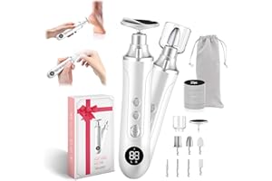 Nail Drill and Electric Foot Callus Remover, 2 in 1 Rechargeable Electric Foot File, 15 Adjustable Speed Foot Scrubber with 2