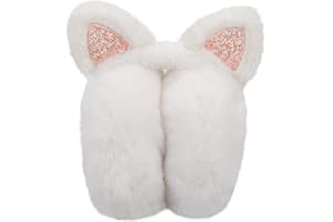 LiuSuper Cute Cat Ear Earmuffs Foldable Fluffy Winter Ear Muffs for Women Girls Outdoor Plush Ear Cover Headband with Cat Ear