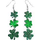 VERKSTAD St. Patrick's Day Earrings for Women,Irish Shamrock Acrylic Dangle Earrings, Green Clover Drop Earrings for Irish Festival