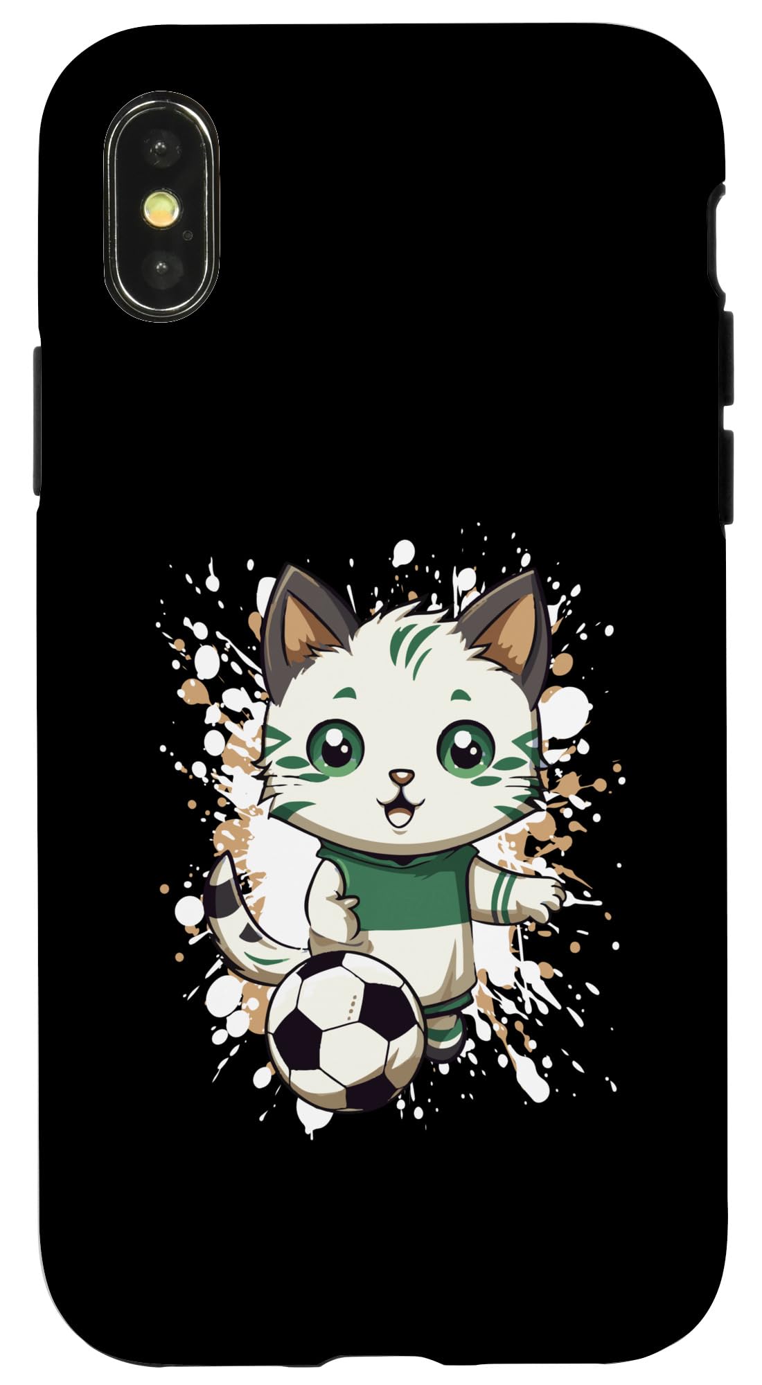 iPhone X/XS Anime Cat Playing Soccer | Cute Comic Mascot Case