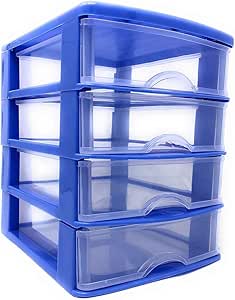 Cajonera organizador de plástico 4 cajones Azul 22.5 x 21.5 x 17.5 cm