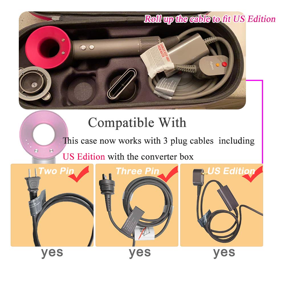 RLSOCO Hard Case for Dyson Supersonic Hair Dryer Iron/Fuchsia-Fits All Hair Dryer Accessories (Pink): Health & Personal Care