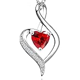 Elunara Gems Infinity Heart Necklaces for Women Trendy, 925 Sterling Silver Necklace, Valentine’s Day Birthday Jewelry Gifts for Girlfriend, Mom, and Wife, 18" Chain with 2" Adjustable Chain, Red