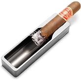 Cigar Ashtray Metal Ashtray with Wide Cigar Slot, Rectangular Rest Cigar Holder Ash Tray for Patio Outside Indoor Home Decor, Silver