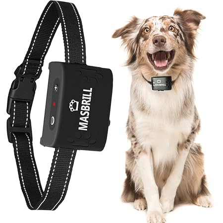 MASBRILL Anti Bell Halsband Wasserdicht Vibration Hundehalsband Einstellbar Nylon für Kleine Mittlere Hunde Wiederauflladbar