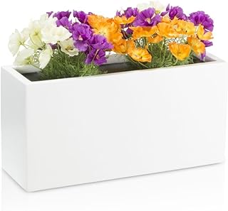 Pflanzkübel Blumentrog VISIO Fiberglas Blumenkübel - Farbe: weiß matt - großer wetter- und winterfester Pflanztopf, robuster & UV-beständiger Pflanztrog - TÜV-geprüfte Qualität