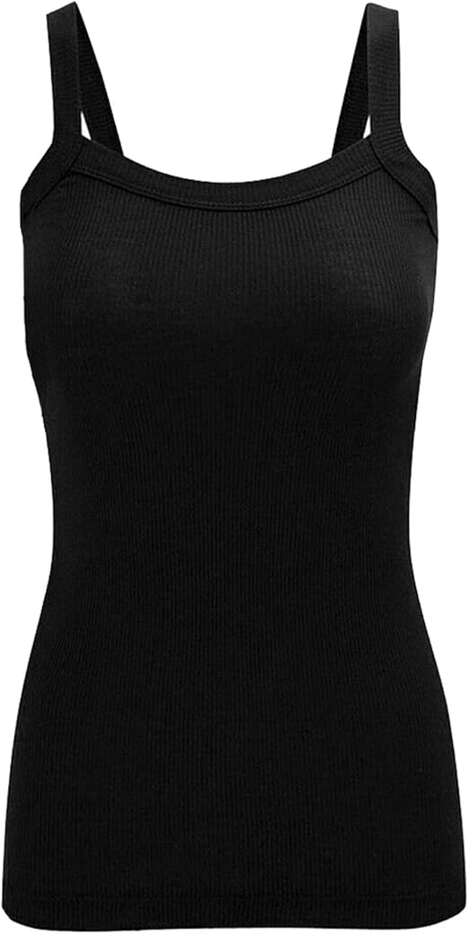 Womens Ladies Girls Stretchy Ribbed Vest Top Summer Rib Strap Vest Top