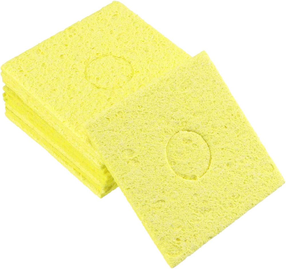 sourcing map Soldering Sponge 55x55x2.5mm for Iron Tips Cleaner Square Yellow 10pcs