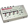 Nady MM-141 4-Channel mono unbalanced Mini Mixer – ¼” Inputs & output – Portable - Battery powered or use optional AC adapter …