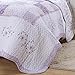 Cozy Line Purple Floral Patchwork 3-Pcs Quilt Sets, Love of Lilac Pattern Chic Bedding, Full/Queen