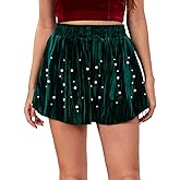 Kaei&Shi Pearl Velvet Mini Skirt,High Waisted Skort,Holiday Outfit Date Night Birthday Shorts Valentines