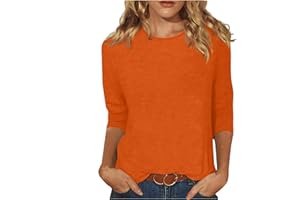 slqdgmryz Womens 3/4 Sleeve Tops Summer Crewneck T Shirts Loose Fit Plus Size Blouses Three Quarter Length Casual Tunic Tops