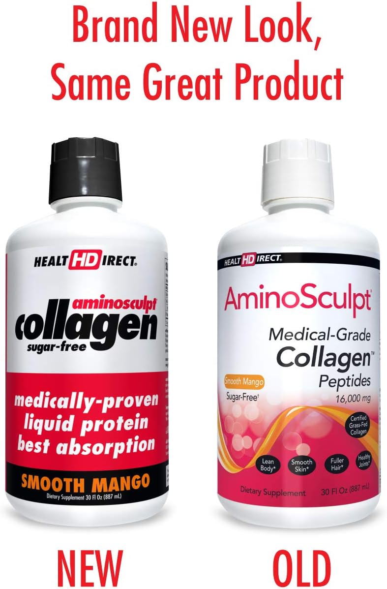 Medical-Grade Liquid Collagen Supplement | AminoSculpt Sugar-Free | 30 Fl Oz | Smooth Mango | Burn Fat | Recovery | Good for Joints, Bones, and Sleep | Better Hair, Skin and Nails: Health & Personal Care