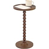 AWASEN Small Side Table, Round Drink Table for Small Spaces, Round Accent End Table Living Room, Nightstand for Bedroom, Corners, Office, Walnut Brown