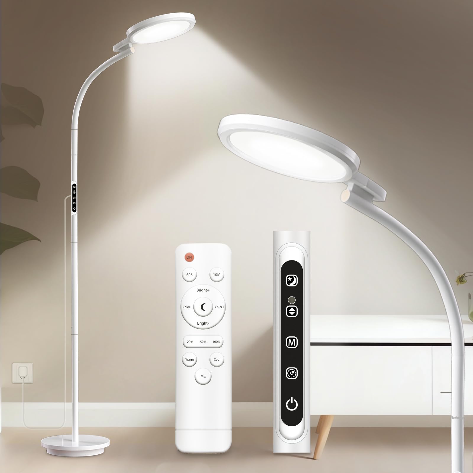 Trayvespace SAD Lamp, 10000LUX SAD Light Therapy Lamp with Remote, 5 Color Temperature & Brightness for Reading, Office, Home