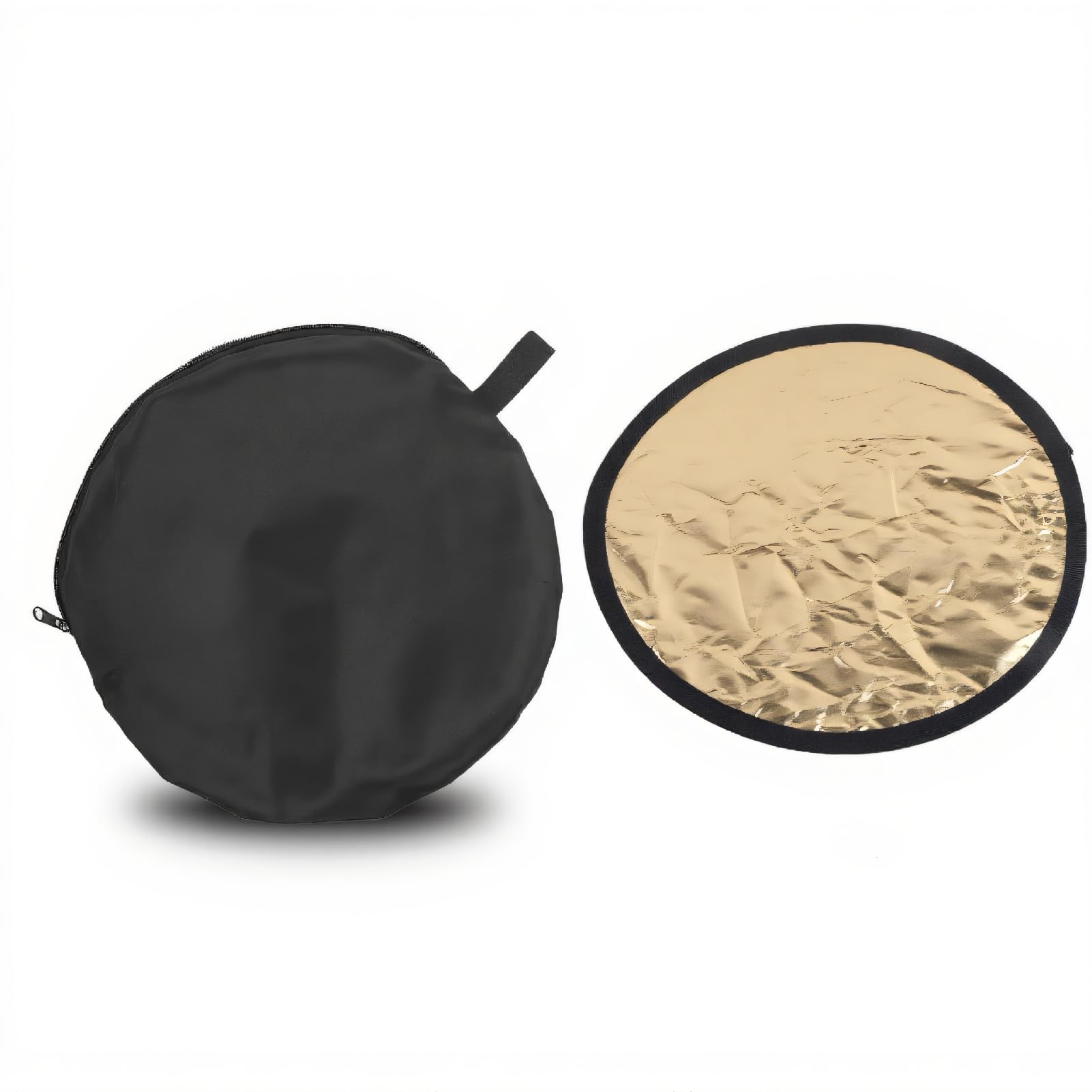 Cuifati Photography Reflector, Silver Gold 2 In 1 Light Reflector, Portable Mini Round Collapsible Light Reflector for Studio Outdoor Photography(30cm/11.8in)