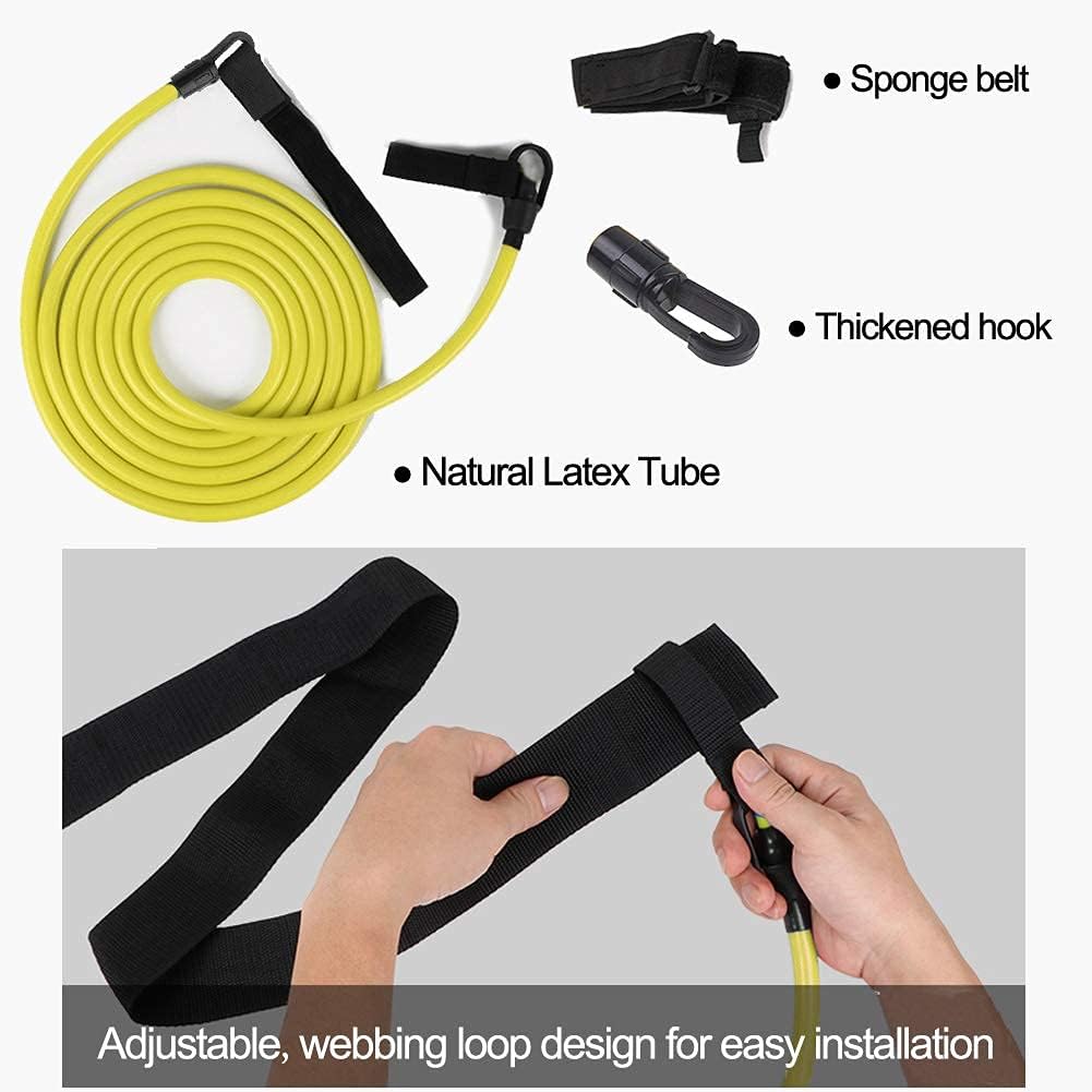 FOOING 3M Swim Training Belts, Swim Training Leash, Swim Tether Stationary Swimming, Swim Harness Static Swimming Belt, Swim Bungee Cords Resistance Bands (Yellow, 3) : Sports & Outdoors