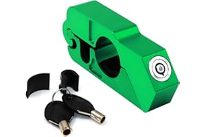 CHIFUN Universal Motorcycle Handlebar Lock CNC Aluminum Handle Bar Grip Throttle Brake Anti-Theft Lock Compatible with ATV Motorbike Scooter Dirt Bike(Green)