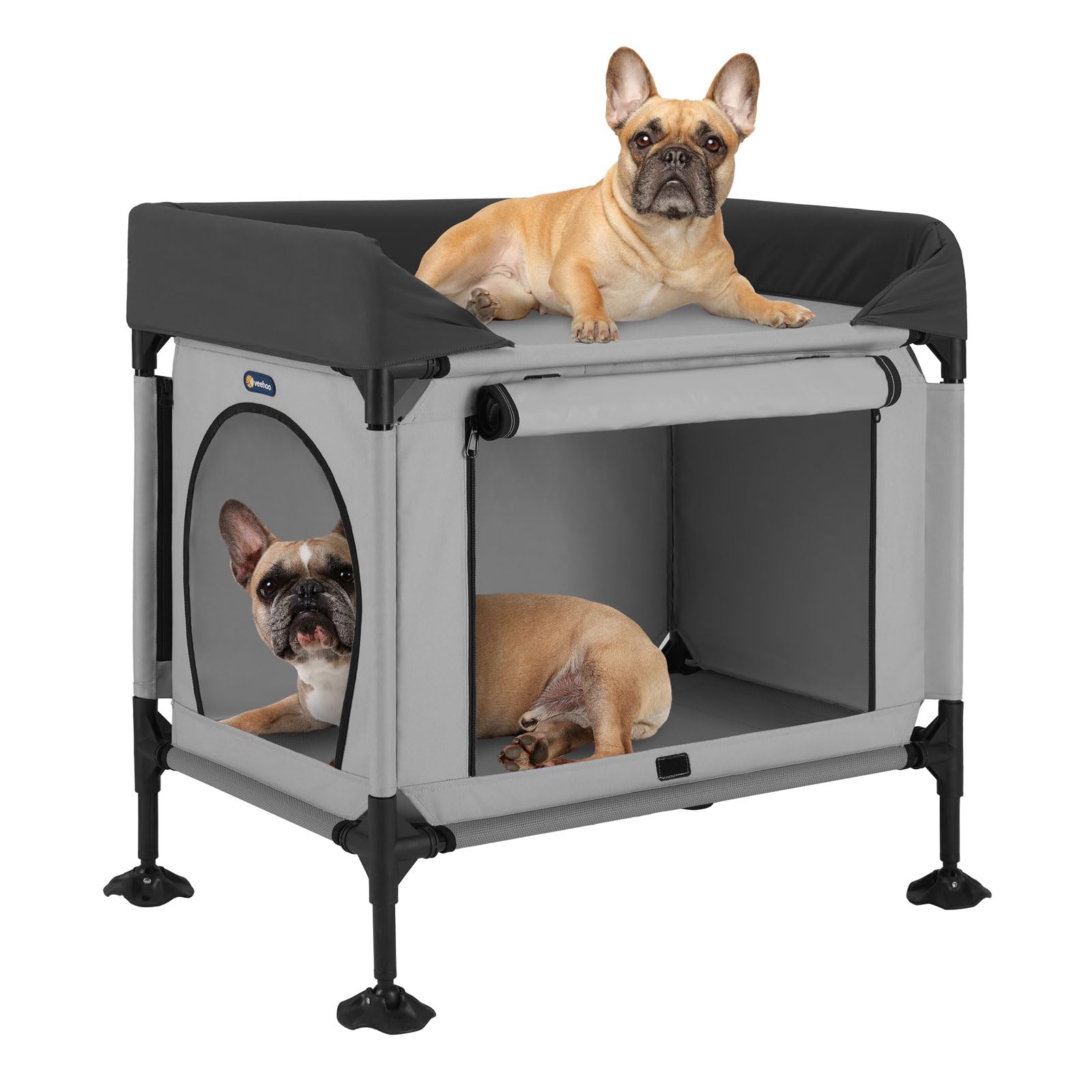 Photo 1 of Veehoo Dog Bunk Bed, Dog Beds Attachment to Human Bed, Bedside Dogs Cot for Small, Medium Cats & Dogs, Pet Window Perch, Grey